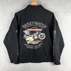 Harley Davidson Full Zip Sweatshirt Mens L San Diego CA Pin Up Girl (broken zip)